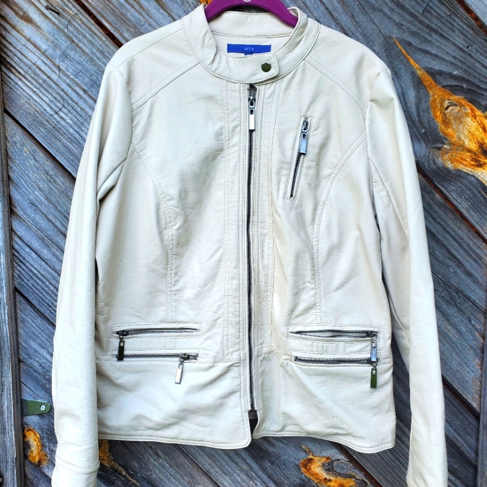 Women's Large Faux Leather Biker Jacket